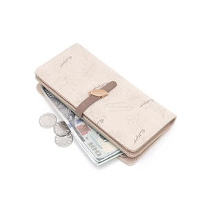 Detailed interior of long PU wallet showing bill compartments and coin zipper pocket