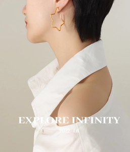 Detail shot of large hollow star stud earrings in 18K gold plated minimalist style