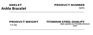 Specifications of S076 titanium steel anklet with cauliflower pattern weighing 2.5g