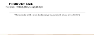Size chart for 18K gold plated anklet showing width 0.23cm and length 20+5cm