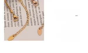 Close-up of 18K gold plated titanium steel anklet detail with K18 engraved tag