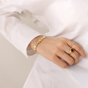 Uhrenarmband Gliederkette Armband Titanstahl 18K Vergoldet Minimalistischer Hip Hop Schmuck Unisex