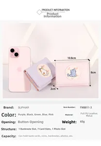 Detailed size comparison of a compact trifold cat wallet with card slots and bill pocket