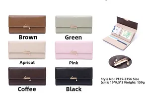 Detailed view of women's long wallet showing multiple card slots and internal layout