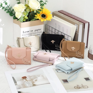 Women's PU leather floral wallets with metal bird clasp and wrist strap in various colors