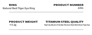 Detailed product specifications table for the natural stone titanium steel ring A351