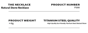 Detailed specifications table for titanium steel necklace with natural stone pendant