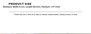 Detailed size specifications for 18K gold plated titanium necklace with dimensions in cm