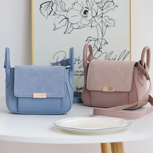 Women Patchwork Crossbody Bag Matte Synthetic Leather Shoulder Bag With Metal Buckle Vintage Small Square Bag Fashion Tofu Bag