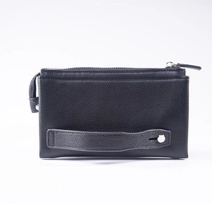 Elegante Herren-Handtasche aus schwarzem PU-Leder mit Kieselmaserung und Handschlaufe