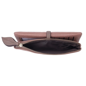 Elegant long PU leather wallet for women with leaf pendant zipper and multi-card slots