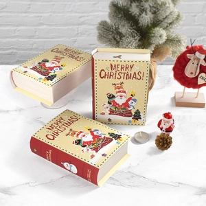 5 Stück Weihnachts-Geschenkboxen als Zauberbuch mit Weihnachtsmann und Rentier Motiven