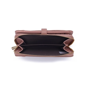 Vintage dust pink PU leather wallet for women with multi-functional internal compartments