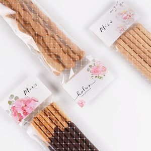 Cute Korean candy packaging set with floral header cards and clear polka dot bags