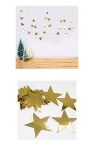 Detail view of 4m gold mirror star garland for birthday and Christmas party decoration