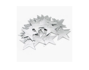 Detail of silver five-point star garlands with metallic finish for party decorations