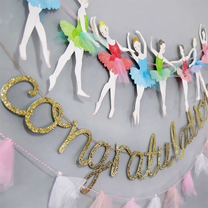 Congratulations Banner Gold Glitter Letter Pull Flag For Graduation Birthday Wedding Anniversary Party Wall Decoration Hanging Streamers