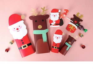 Détails des cartes d'emballage Père Noël et Renne pour chocolats et bonbons de fête