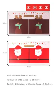 Set d'emballage de Noël avec cartes Père Noël et renne incluant détails de taille 12,5x22,5cm