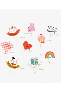 Detailed set of cartoon paper cupcake toppers featuring rainbows and cute bears