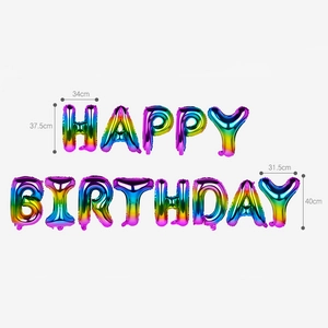 Ballon en Aluminium Happy Birthday Arc-en-ciel Lettres Laser Métalliques Pour Décoration Anniversaire Enfants Fête