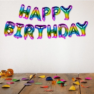 Kit de ballons HAPPY BIRTHDAY arc-en-ciel pour décorations de fête d'anniversaire