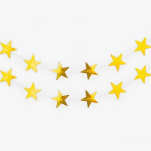Star Garland Banner Glitter Mirror Cardstock Hanging Ornament Five Pointed Star For Birthday Christmas Wedding Party