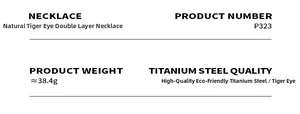 Detailed specifications of double-layer tiger eye stone necklace in eco-friendly titanium steel