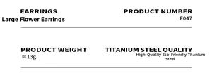 Detailed product specifications for titanium steel flower earrings weight and material