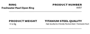 Detailed specifications of baroque pearl U-shaped ring in titanium steel with 1.5g weight