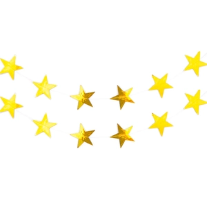 Golden shimmering star garland banner for party decoration and festive atmosphere