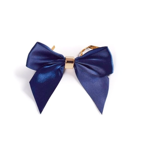 Nœud en satin bleu marine fait main avec boucle dorée pour cadeau et accessoires