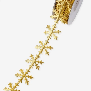 10M Gold snowflake ribbon roll for Christmas decoration and gift wrapping crafts