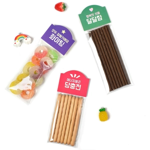 Cute Korean cartoon food packaging bags with header cards for snacks and bakery gifts
