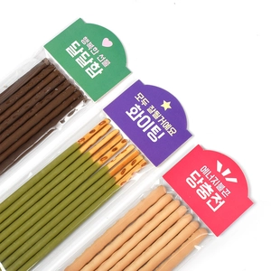 Three-pack of assorted chocolate biscuit sticks in cute Korean-style cartoon packaging bags