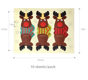 Detailed size specifications for 3D reindeer lollipop Christmas decoration cards