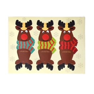 Three cute reindeer lollipop cards with red noses and Merry Christmas greetings
