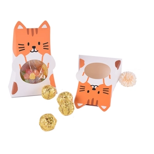 Boîte cadeau en papier chat mignon avec fenêtre pour emballage de bonbons et chaussettes