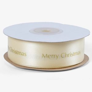 Cinta navideña champán con letras doradas para envolver regalos y decorar cajas de dulces