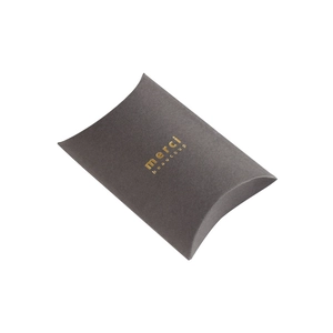 Dark grey small pillow gift box with gold foil 'merci beaucoup' text for small treats