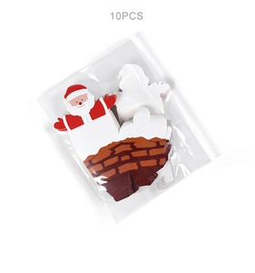 Pack of 10 3D Santa climbing chimney gift boxes in clear retail packaging bags