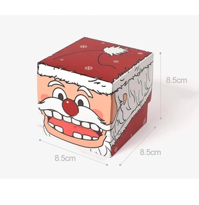 Boîte cadeau de Noël carrée avec Père Noël, dimensions 8,5x8,5x8,5 cm vue détaillée