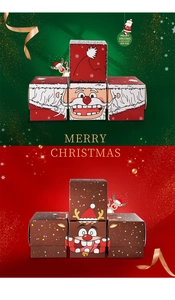 Boîtes cadeaux de Noël créatives empilables avec motifs de Père Noël et de renne