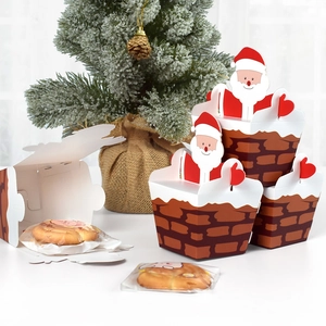 3D Santa climbing chimney Christmas gift boxes for candy and holiday cookies