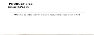 Detailed product size chart for interlocking metal earrings measuring 0.2cm by 2.3cm