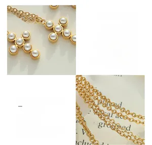 Détails du pendentif croix en plaqué or 18 carats avec perles et chaîne de luxe