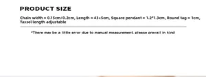 Guide des tailles montrant les dimensions du collier à pendentif réglable en cristal