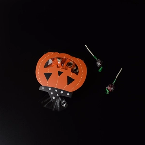 Halloween pumpkin gift box with bow tie design for candy and cookies packaging