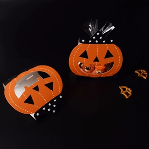 Halloween pumpkin gift boxes for candies and cookies with black star-patterned lids