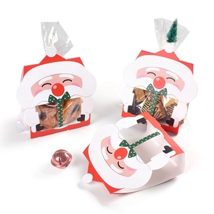 Rote Weihnachtsmann-Geschenkboxen mit Sichtfenster für Weihnachtsplätzchen und Kekse